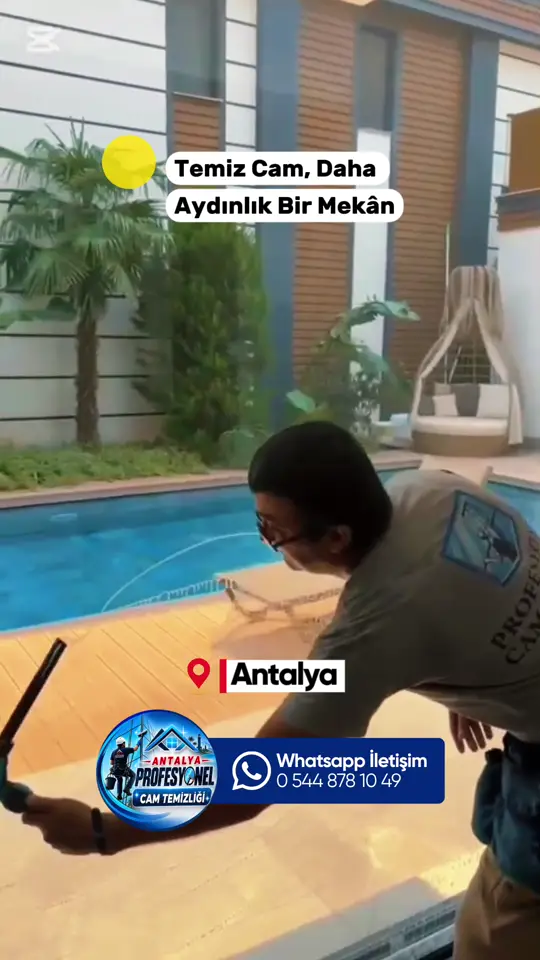 Villa havuz kenarı cam temizliği, Antalya