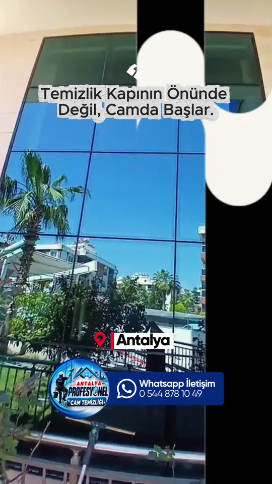Mavi giydirme cephe cam temizliği, Antalya